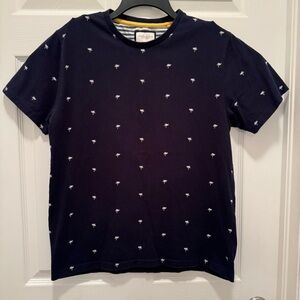 Denim & Flower Ricky Singh Shirt Mens Large Blue Palm Trees 100% Cotton Slim Fit
